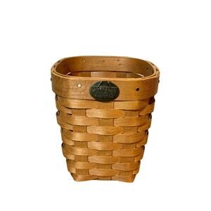 Vintage Peterboro Handcrafted Wood Basket 6.625" x 6" USA Rustic Farmhouse Decor